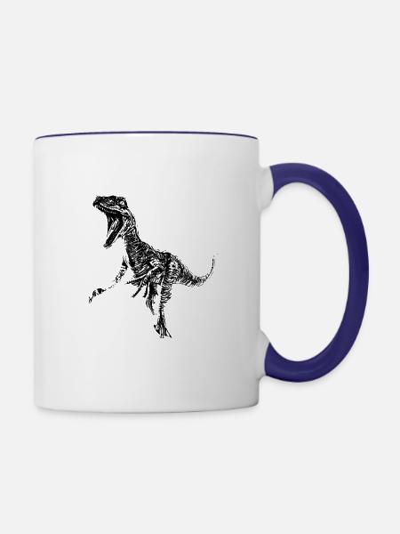 Velociraptor - Tasse zweifarbig - Weiß/Kobaltblau