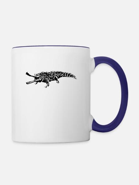 Krokodil - Tasse zweifarbig - Weiß/Kobaltblau