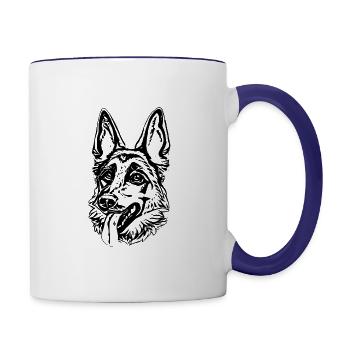 Schäferhund - Tasse zweifarbig - Weiß/Kobaltblau - Rechts