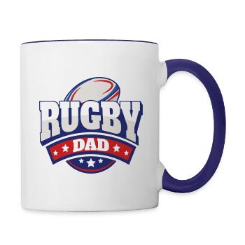 Vater Rugby-Spieler Geschenk Papa Rugby-Unterstützer - Tasse zweifarbig - Weiß/Kobaltblau - Rechts