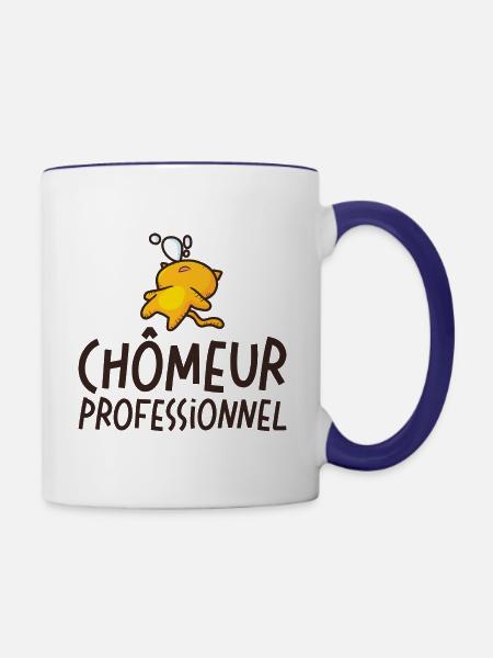 Arbeitslose Berufstätige - Tasse zweifarbig - Weiß/Kobaltblau