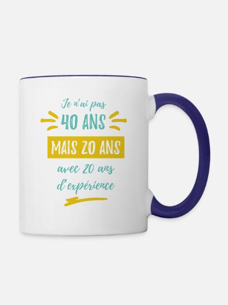 Jubiläumsmann 40 Jahre - Tasse zweifarbig - Weiß/Kobaltblau