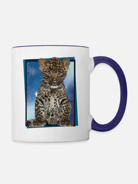 Leopard - Tasse zweifarbig - Weiß/Kobaltblau
