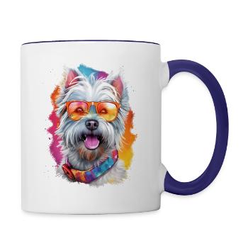 T shirt with Westie dog - Contrasting Mug - white/cobalt blue - Right
