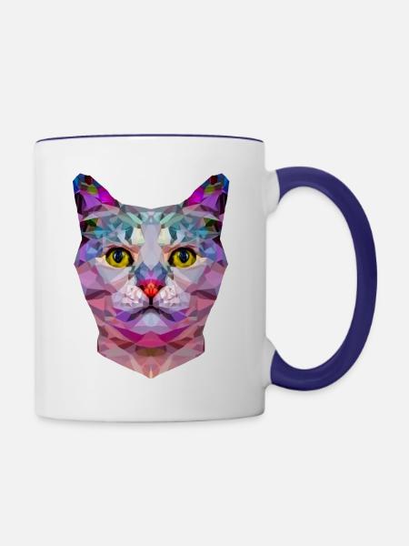 ORIGAMI KATZE - Tasse zweifarbig - Weiß/Kobaltblau