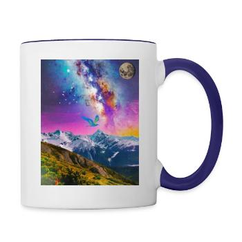 Milky Way and Fantastic Landscape - Tasse zweifarbig - Weiß/Kobaltblau - Rechts