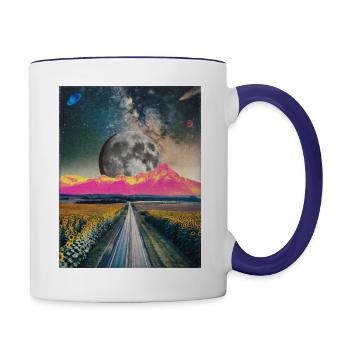 Giant Moon and fantastic Landscape - Tasse zweifarbig - Weiß/Kobaltblau - Rechts