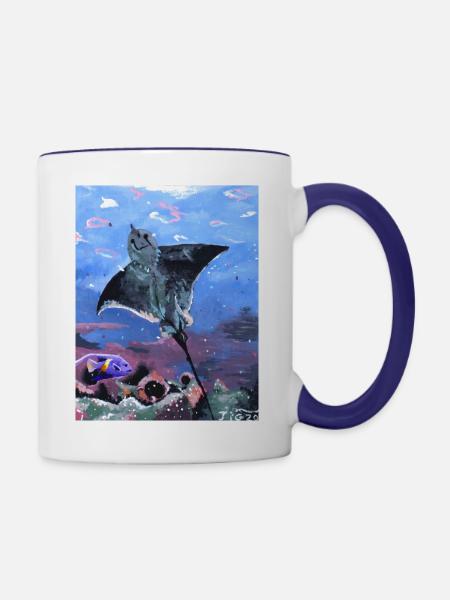 Die Anmut des Stachelrochens - Tasse zweifarbig - Weiß/Kobaltblau