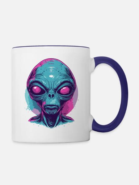 Alien - Tasse zweifarbig - Weiß/Kobaltblau
