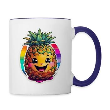 Fashion & more "Ananas" 🍍 - Tasse zweifarbig - Weiß/Kobaltblau - Rechts