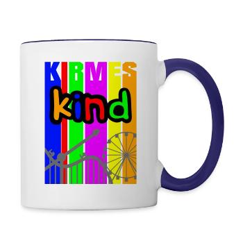 Kirmes Kind bunt stripes Streifen - Tasse zweifarbig - Weiß/Kobaltblau - Rechts