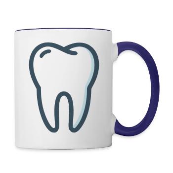 Zahn - Tasse zweifarbig - Weiß/Kobaltblau - Rechts