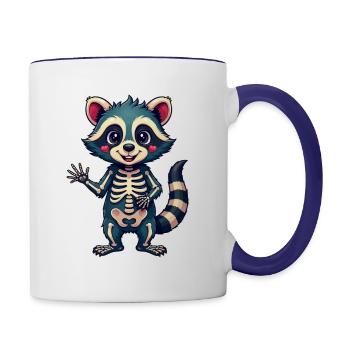 Skeleton Raccoon – Cute, Cheeky & a Little Bit - Contrasting Mug - white/cobalt blue - Right