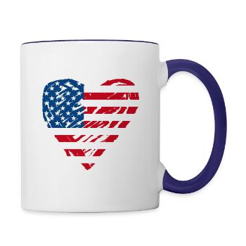 USA Herz - Tasse zweifarbig - Weiß/Kobaltblau - Rechts
