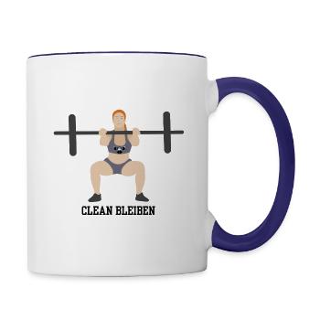 Clean bleiben - Tasse zweifarbig - Weiß/Kobaltblau - Rechts