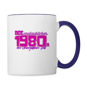 Die unglaublichen 1980er - Tasse zweifarbig - Weiß/Kobaltblau - Rechts