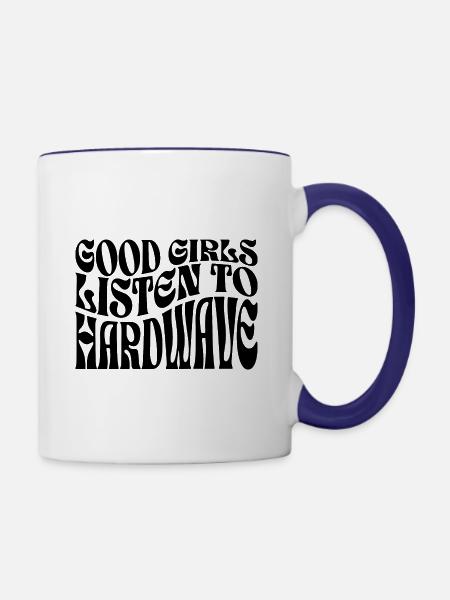 Mädchen hören Hardwave-Musik - Tasse zweifarbig - Weiß/Kobaltblau