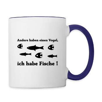 Aquarium saying fish bird - Contrasting Mug - white/cobalt blue - Right