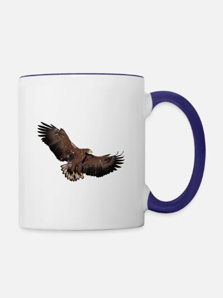 Adler spaehend - Tasse zweifarbig - Weiß/Kobaltblau