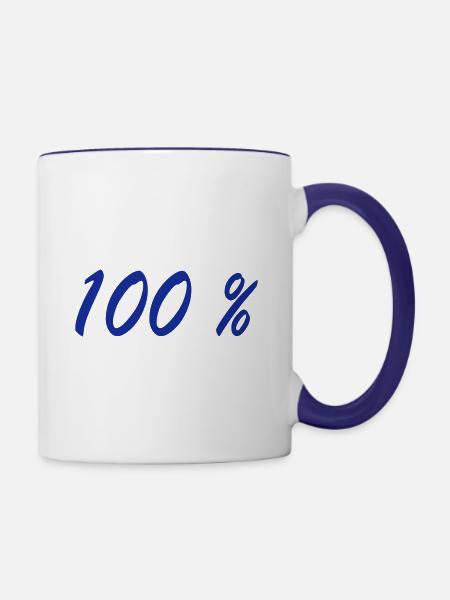 100 % - Tasse zweifarbig - Weiß/Kobaltblau