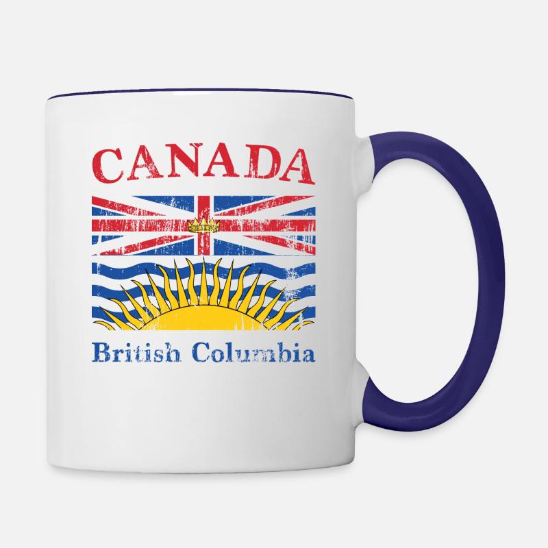 Drapeau de la Colombie-Britannique Vintage - Mug contrasté - blanc/bleu cobalt