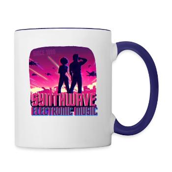 Synthwave electronic music 1980s - Contrasting Mug - white/cobalt blue - Right
