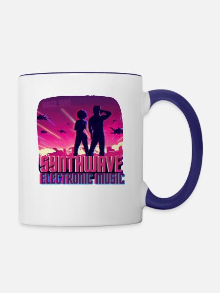Synthwave electronic music 1980s - Tasse zweifarbig - Weiß/Kobaltblau
