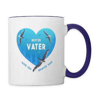 bester Vater - Tasse zweifarbig - Weiß/Kobaltblau - Rechts