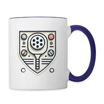 Minimalistisches Pickleball-Abzeichen-Design - Tasse zweifarbig - Weiß/Kobaltblau - Rechts