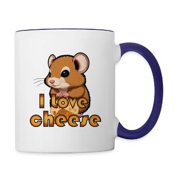 I love cheese - Tasse zweifarbig - Weiß/Kobaltblau - Rechts