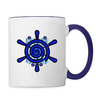 Ahoi Meer, graphic art - Tasse zweifarbig - Weiß/Kobaltblau - Rechts