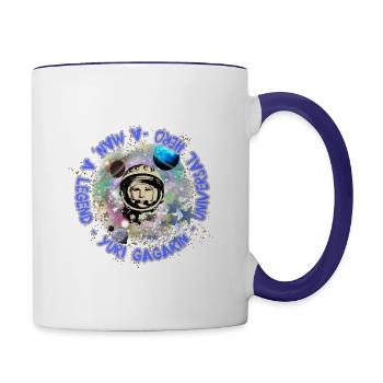 Yuri Alekseevič Gagarin, universal hero - Contrasting Mug - white/cobalt blue - Right