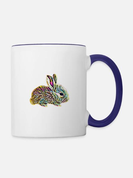 Hase - Tasse zweifarbig - Weiß/Kobaltblau
