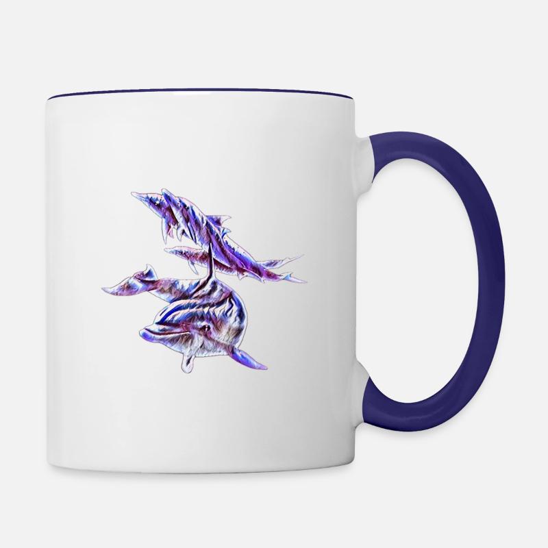 Dolphins - Contrasting Mug - white/cobalt blue