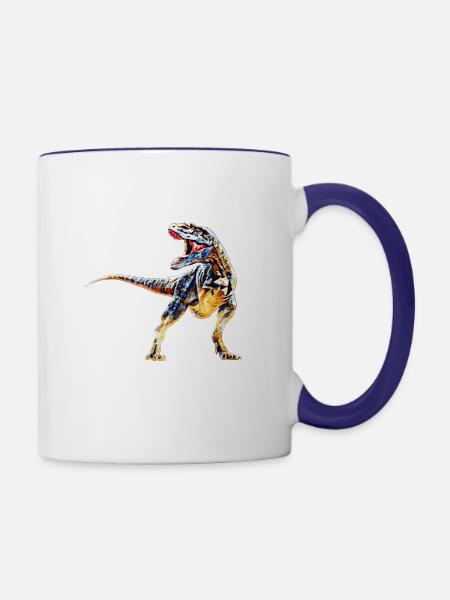 Tyrannosaurus Rex - Tasse zweifarbig - Weiß/Kobaltblau