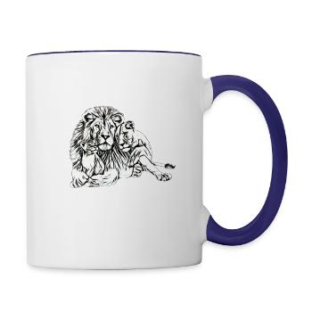 Löwen - Tasse zweifarbig - Weiß/Kobaltblau - Rechts