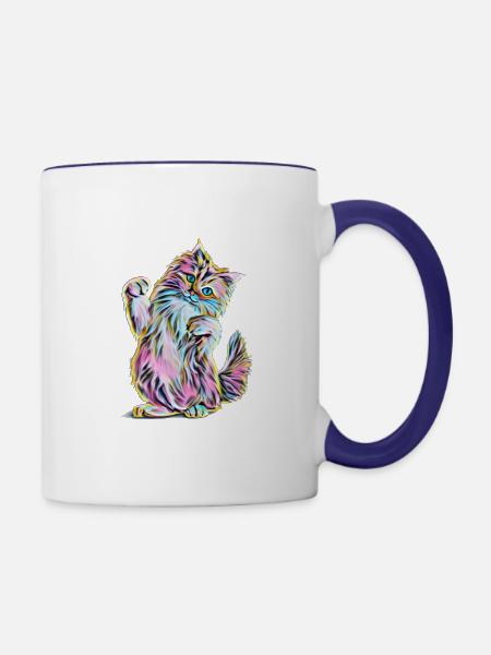 Main Coon - Tasse zweifarbig - Weiß/Kobaltblau