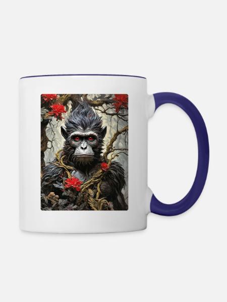Gruselige Pflanzen Affe 1.2 - Tasse zweifarbig - Weiß/Kobaltblau