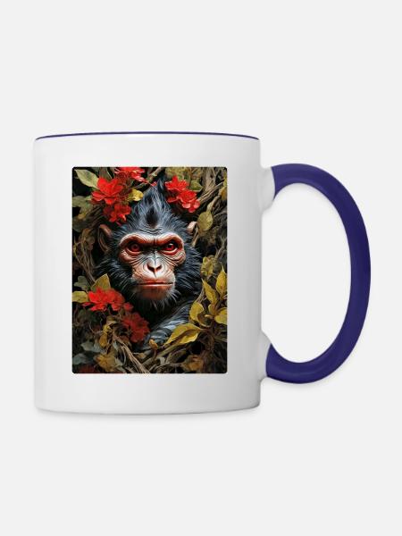 Gruselige Pflanzen Affe 1.14 - Tasse zweifarbig - Weiß/Kobaltblau