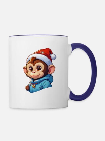 Anime Winterlandschaft Affe 1.4 - Tasse zweifarbig - Weiß/Kobaltblau