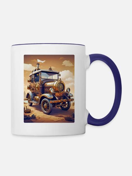 Steampunk Automobile 1.7 - Tasse zweifarbig - Weiß/Kobaltblau