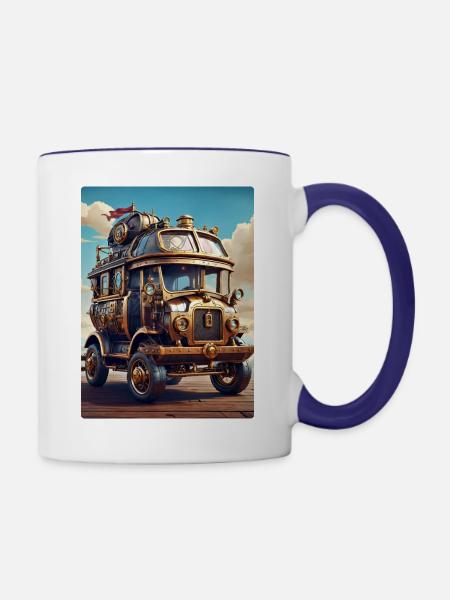 Steampunk Automobile 1.14 - Tasse zweifarbig - Weiß/Kobaltblau