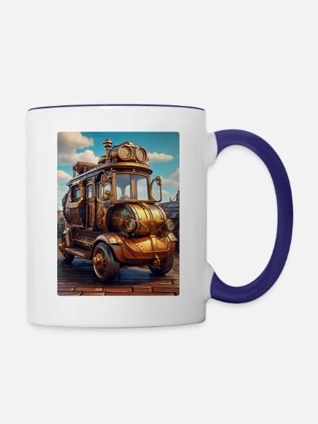 Steampunk Automobile 1.6 - Tasse zweifarbig - Weiß/Kobaltblau