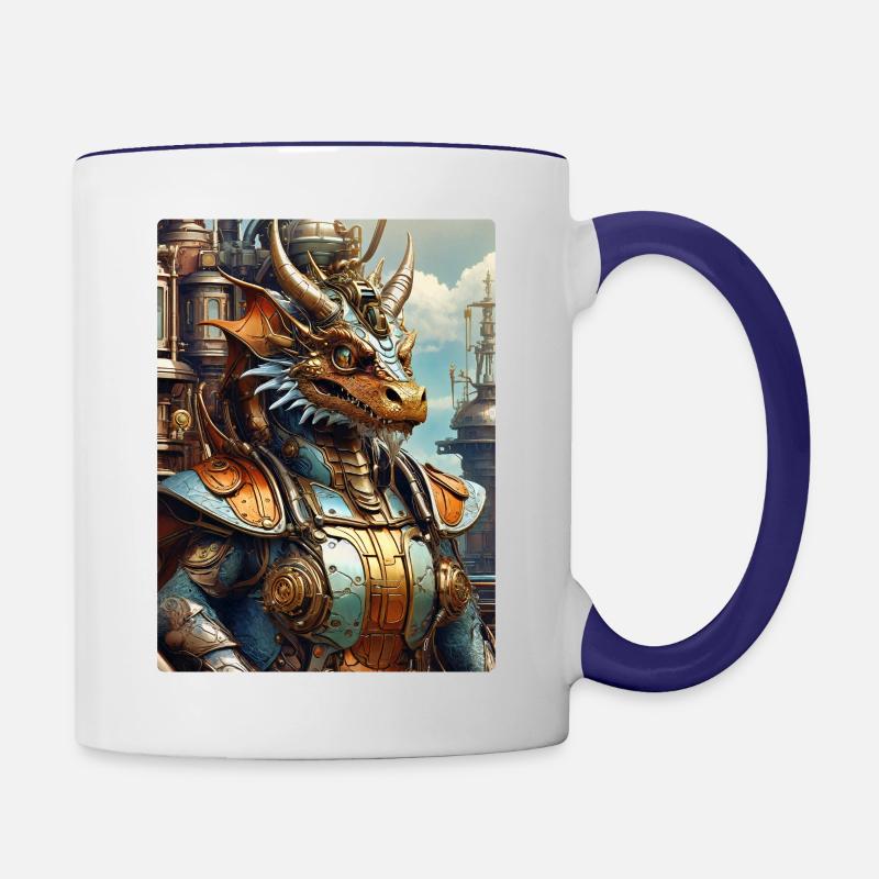 Dragon Steampunk 1.17 - Mug contrasté - blanc/bleu cobalt
