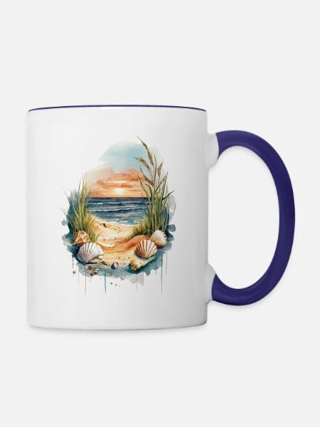 Meerblick - Tasse zweifarbig - Weiß/Kobaltblau
