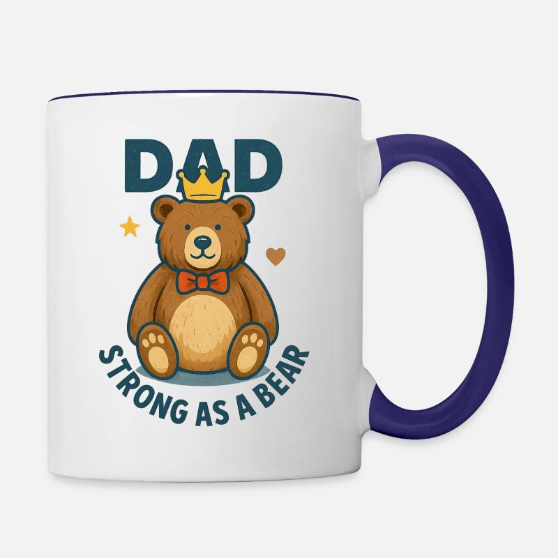 Dad, strong as a bear - Contrasting Mug - white/cobalt blue
