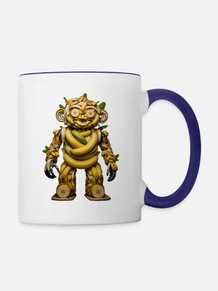 Bananen-Automaten-Bär - Tasse zweifarbig - Weiß/Kobaltblau