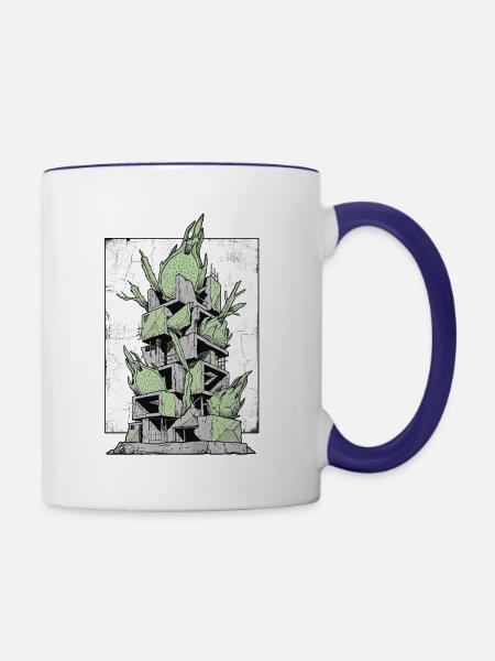 Pitaya Wand Kunst - Tasse zweifarbig - Weiß/Kobaltblau