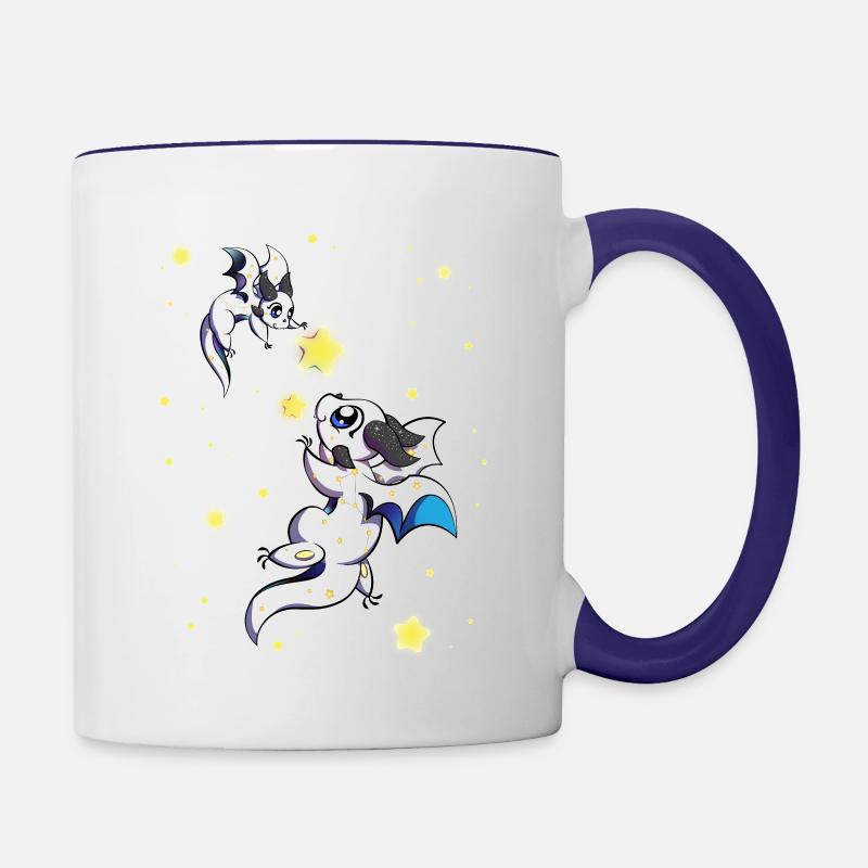 Dragons de la Constellation Ursa Major et Ursa Minor - Mug contrasté - blanc/bleu cobalt
