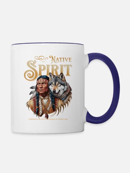 Native Spirit - Tasse zweifarbig - Weiß/Kobaltblau